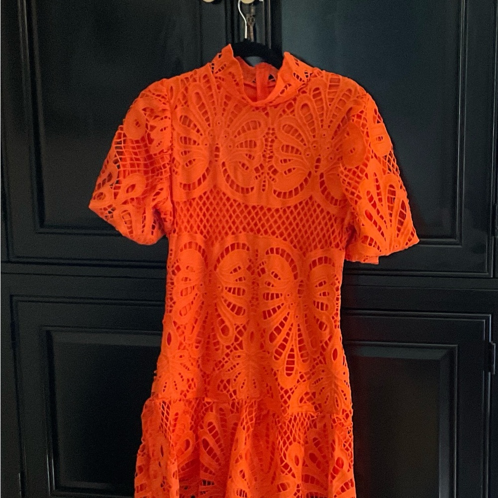 Vibrant Orange Lace Dress